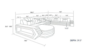 Eileend Leather Sectional Sofa with LED Lights | Futuristic Furniture