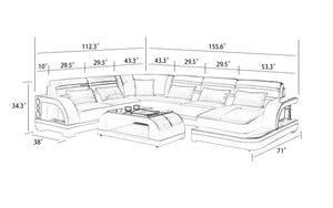 Grando Modern Sectional with Speaker & Wireless Charger & LED Lights