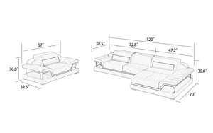 Taliya Mini Modern Leather Sectional with Chaise