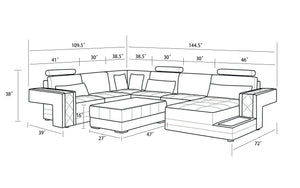 Cuko Modern Large Sectional with LED Light