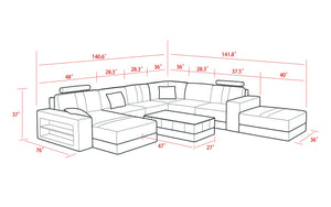 Hemet Leather Sectional with Chaise