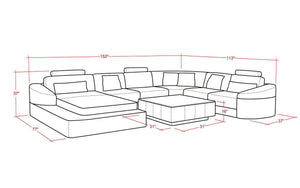 Stricker Leather Sectional with LED Light