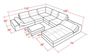 Thataway Modern Leather Sectional with Storage