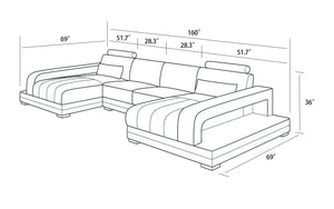 Heather Small Leather U-Shape Sectional with Chaise