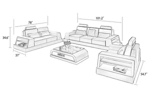 Civia Leather Sofa Set with Side Storage