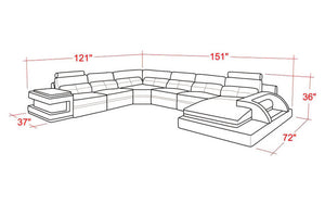 Kehlani Leather Sectional with LED Lights