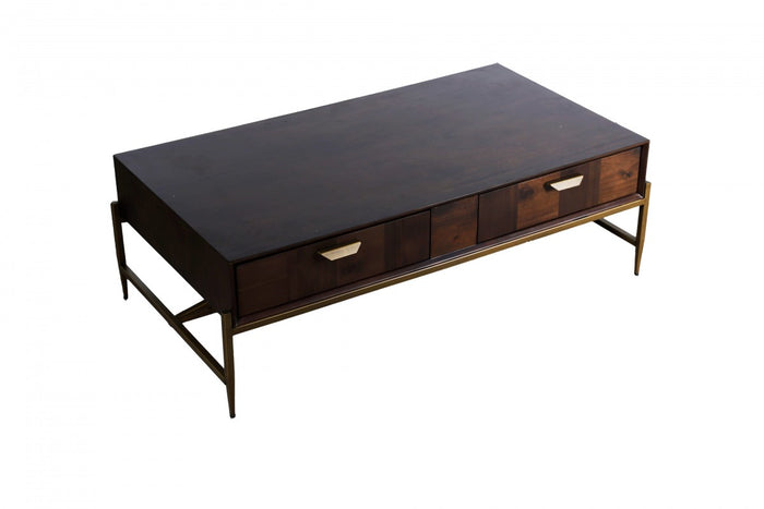 Gubbio - Modern Acacia & Brass Coffee Table