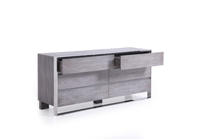 Adele Modern Grey & Stainless Steel Bedroom Set