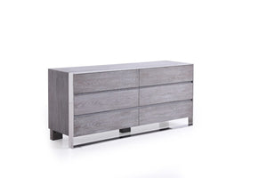 Adele Modern Grey & Stainless Steel Bedroom Set