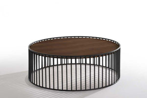 Bolom Modern Walnut & Black Round Coffee Table