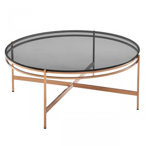 Orvinio - Modern Smoked Glass & Rosegold Coffee Table