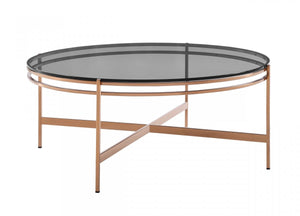 Orvinio - Modern Smoked Glass & Rosegold Coffee Table