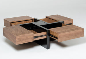 Paola Modern Walnut & Black Square Coffee Table