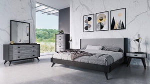 Patroel Contemporary Grey & Black Nightstand