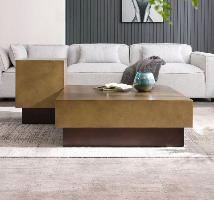 Pienza - Modern Metal & Antique Copper Coffee Table