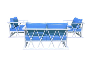 Ploto Outdoor Blue & White Sofa Set