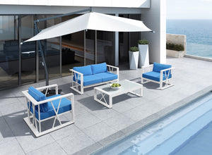 Ploto Outdoor Blue & White Sofa Set