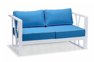 Ploto Outdoor Blue & White Sofa Set