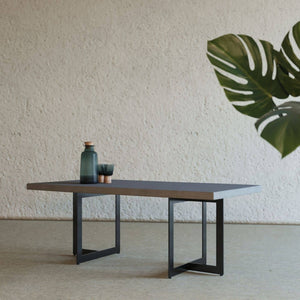 Sora Modern Concrete & Black Metal Coffee Table