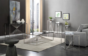 Scalea Modern Glass & Stainless Steel Coffee Table