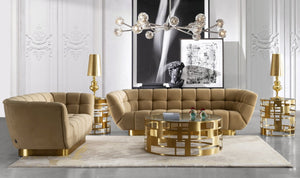 Todi - Glam Clear Glass and Gold Glass Coffee Table