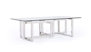 Valet Modern Glass & Stainless Steel Coffee Table