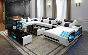 Omont Modern Leather Sectional with Console | Futuristic Furniture